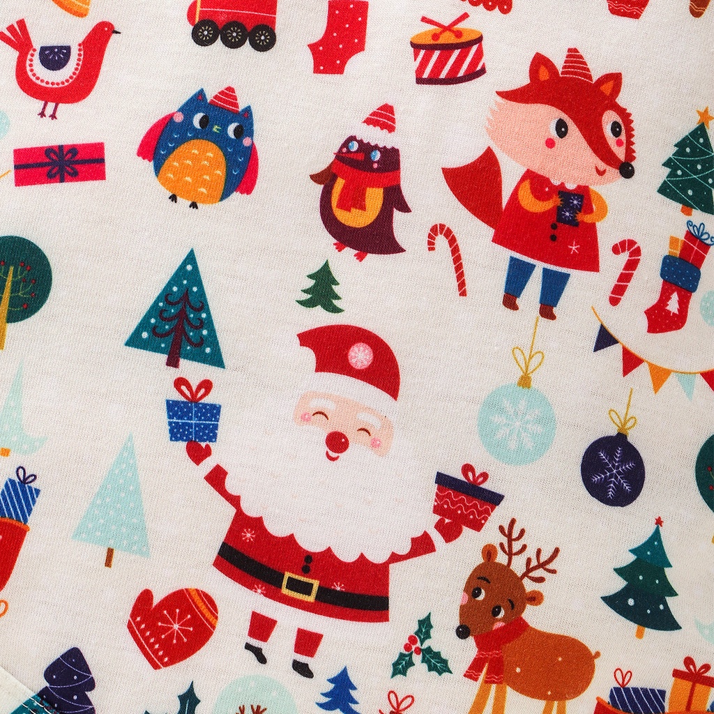 Bộ áo liền quần in hình ông già noel tuần lộc dễ thương cho bé trai sơ sinh