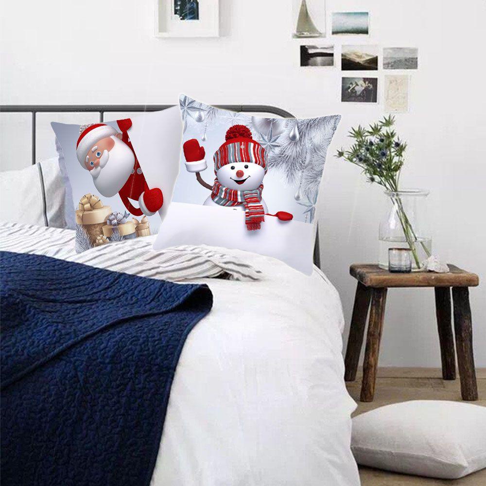 PINEVN Vỏ Gối Vuông 45 * 45Cm Chủ Đề Giáng Sinh Độc Đáo Trang Trí Nội Thất