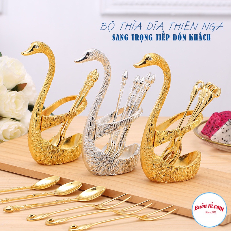 Bộ 6 dĩa thìa giá hình thiên nga cao cấp sang trọng 01508