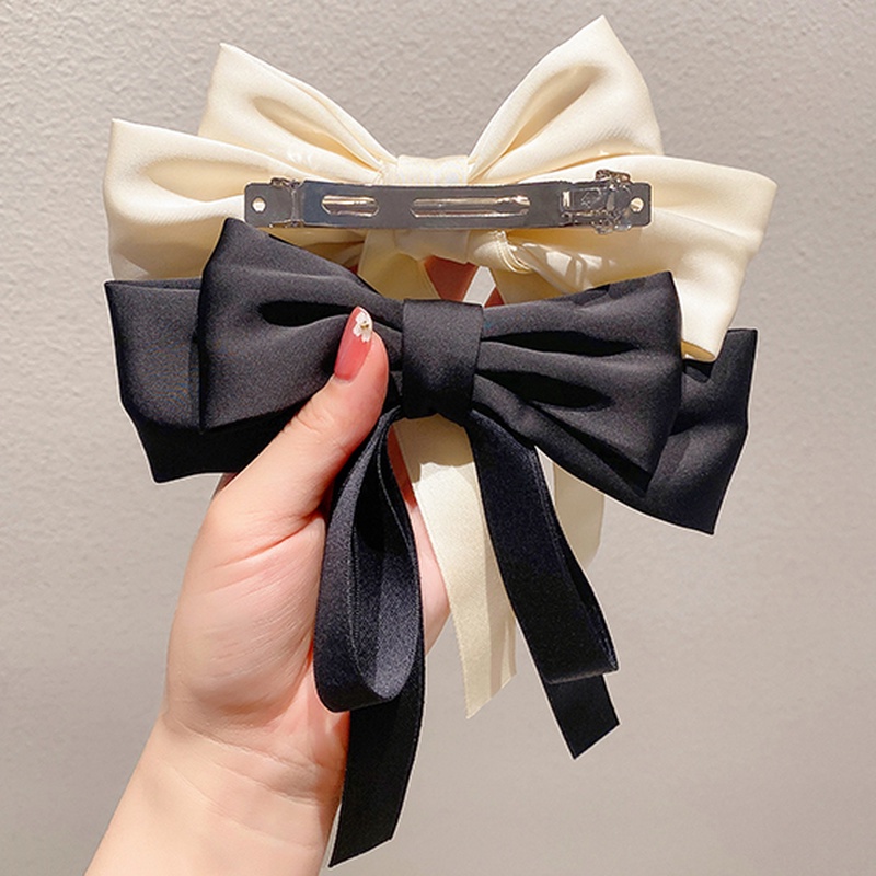 Kẹp Tóc Hình Nơ Màu Đen Phong Cách Hàn Quốc Dễ Thương