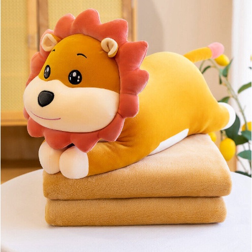 Chăn Gối Văn Phòng Chăn Gối 2in1 Hình Sư Tử Gấu Bông TEDDY Lông Xù - Thú Nhồi Bông Gối Ôm Cao Cấp