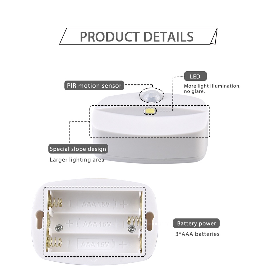 Đèn Led Cảm Biến Chuyển Động Không Dây Sử Dụng Pin Aaa
