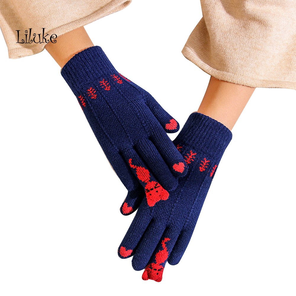 Đôi Găng Tay Len Hình Xương Cá Dễ Thương Cho Nữ