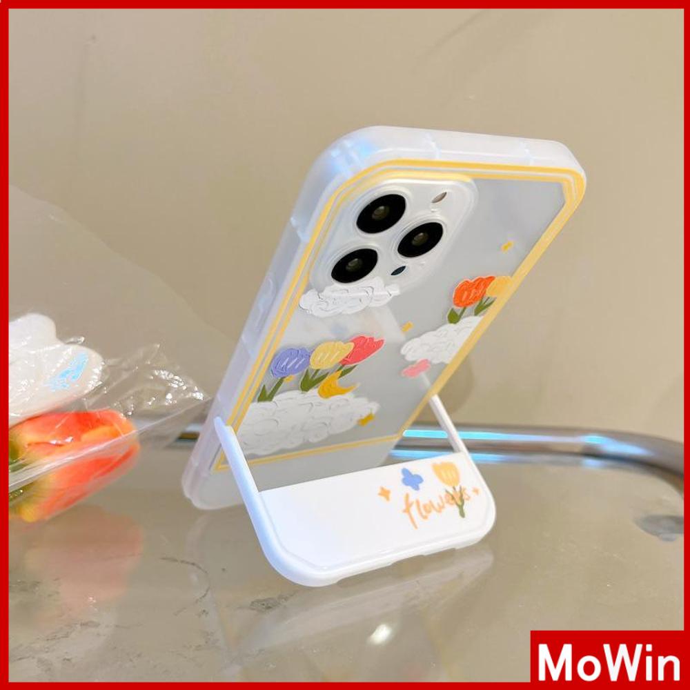 iPhone Case Acrylic Invisible Folding Stand Silicone Soft Case Airbag Shockproof Cover Camera Flower Cloud Compatible For iPhone 11 Pro Max 13 Pro Max 12 Pro Max 7Plus xr XS Max