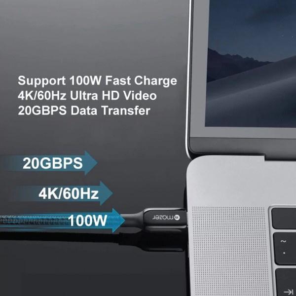Dây Cáp Mazer Infinite LINK 3 Pro Cable C to C USB 3.2 Gen 2x2 HDMI4K 60Hz 20Gbps 100W