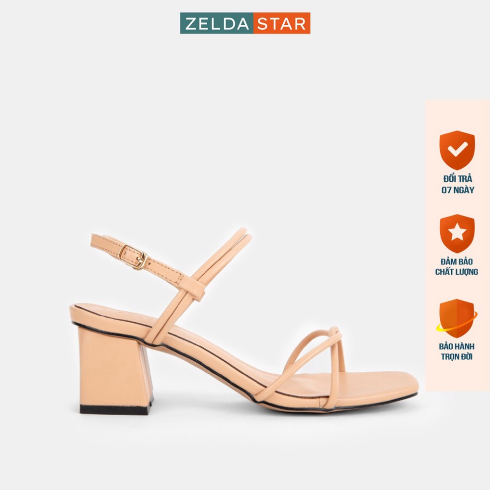 Giày Sandal Zelda Star cao gót vuông 5cm quai ngang mảnh - SN009820