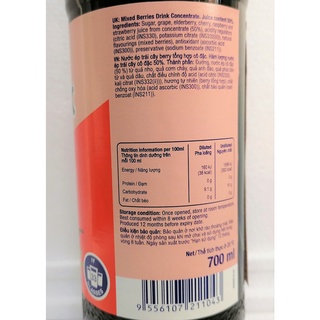 18.01.25 [Chai 700ml – MIXED BERRIES] NƯỚC ÉP TRÁI CÂY CÔ ĐẶC [Malaysia] SUNQUICK Fruity and Refreshing (halal)