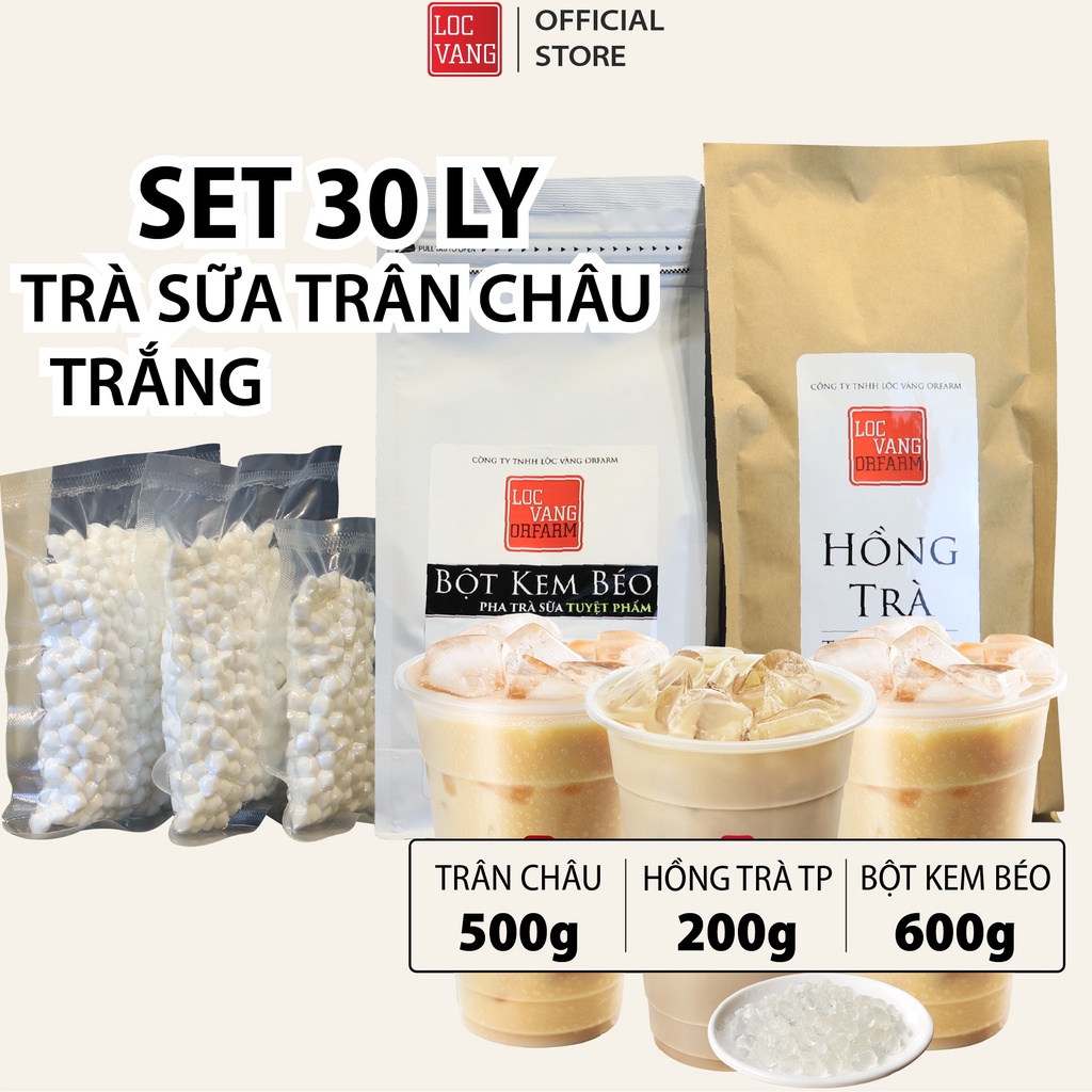 Trà Sữa Trân Châu Trắng Tự Pha SET 30 LY TUYỆT PHẨM Nguyên Liệu Làm Trà Sữa Bột Béo Hồng Trà Đen