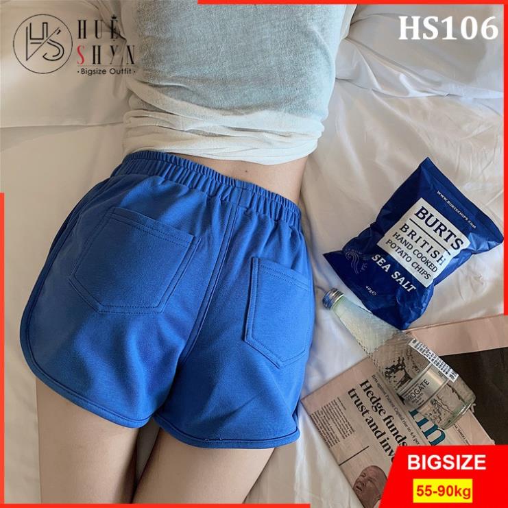 Quần bigsize nữ lưng cao thun su co giãn tốt - Quần short đùi nữ cạp cao thun - Màu Đen Trắng Đỏ Hồng Xanh Cam - HS106