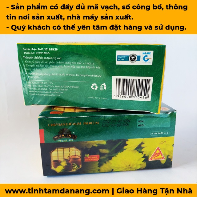 Trà hoa cúc vàng túi lọc Ngọc Duy hộp 40gr 20 túi lọc Tịnh Tâm giúp lợi sữa thanh nhiệt ngủ ngon giấc