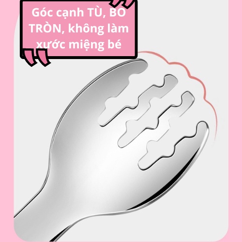 Bộ THÌA DĨA ăn dặm cho bé Silicon thép 316 hình con vật đáng yêu