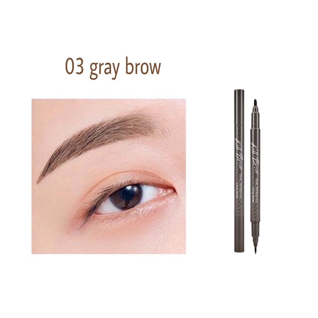 Chì kẻ mày Clio Kill Brown Dual Tattoo Pen Set 02 Light Brown - HONGS BEAUTY