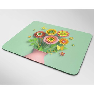 Lót chuột cỡ lớn, bàn di chuột, mouse pad mẫu Bình hoa nền xanh lá (Nhiều kích thước)