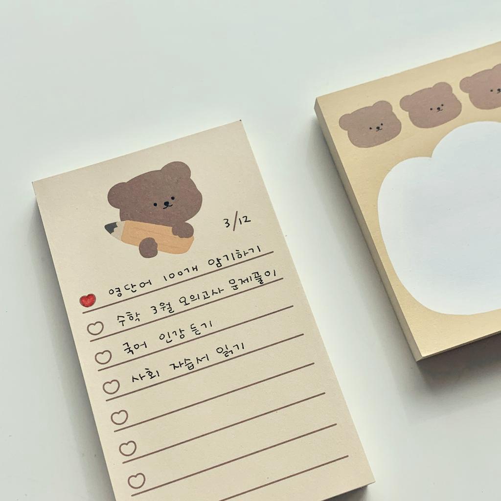 Giấy Ghi Chú Họa Tiết Gấu Đáng Yêu