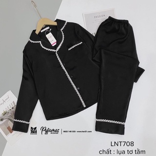 Bộ Pijama Bộ Ngủ Lụa Ren Tay Dài