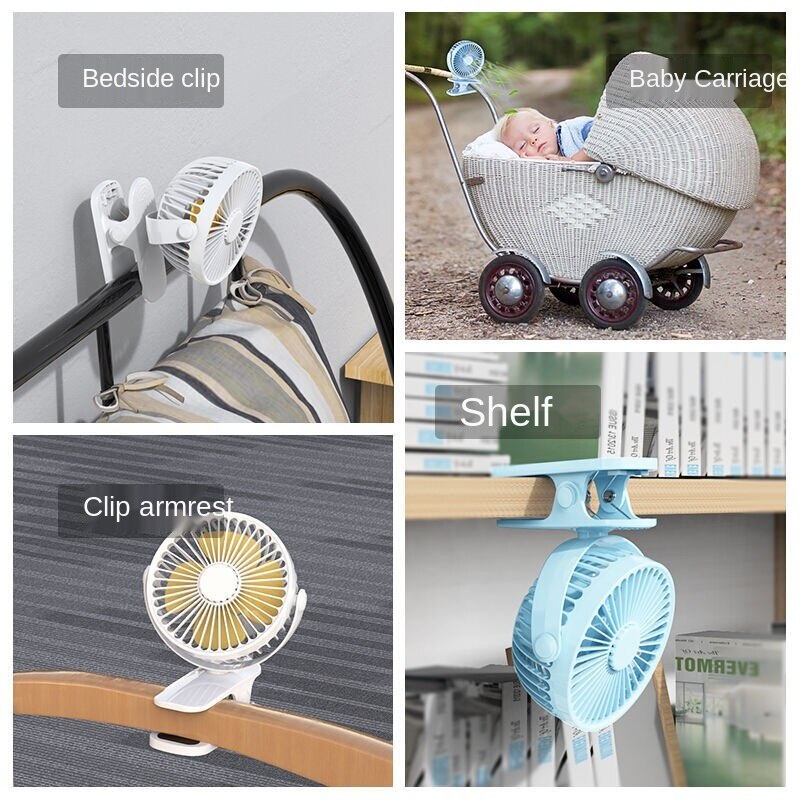 Quạt nhỏ sạc cổng USB kẹp bàn tiện lợi
