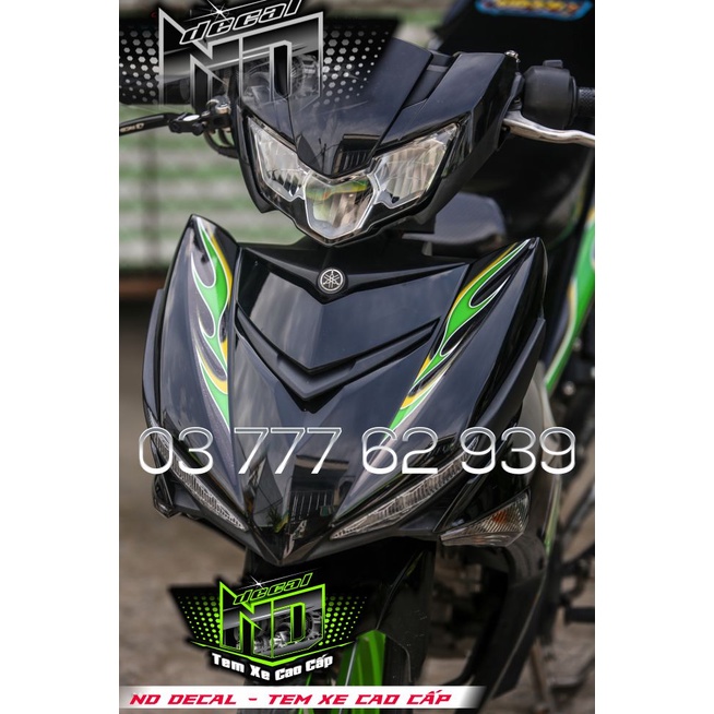 Tem Exciter 150 mẫu lửa Xanh lá - TEM RỜI - không bay màu - phối màu theo ý khách hàng