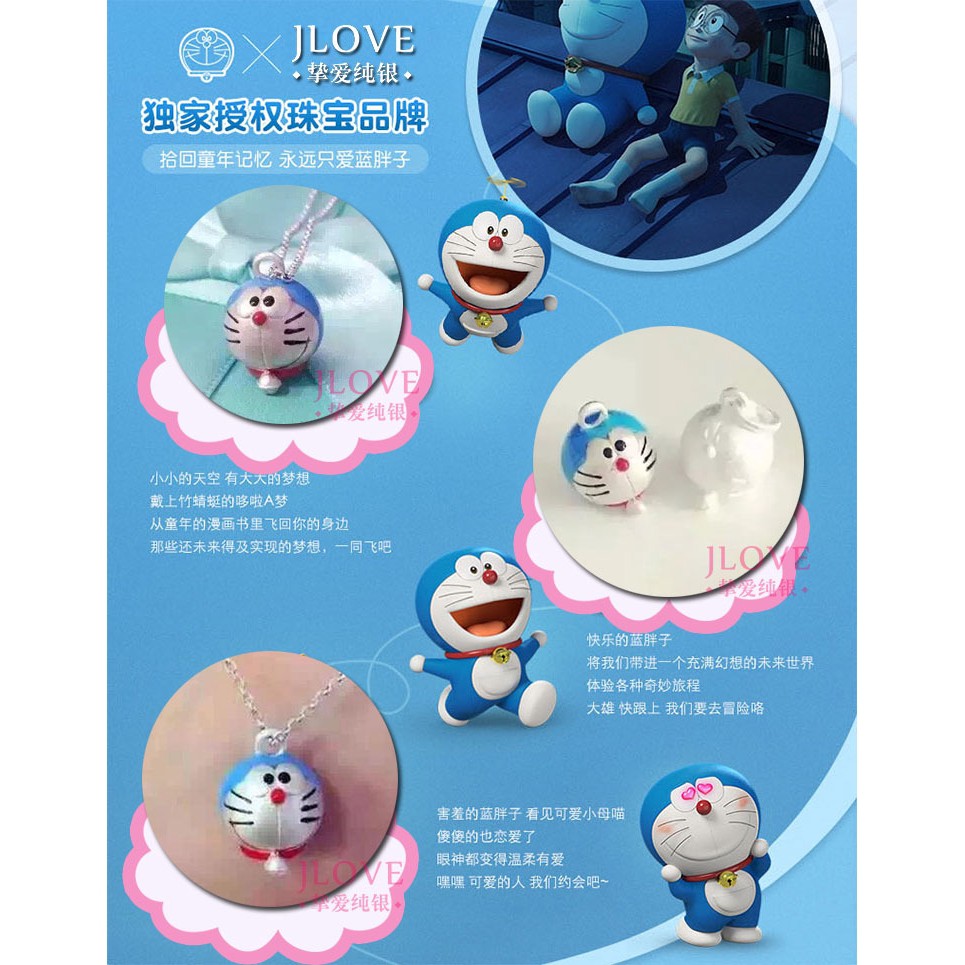 Vòng cổ mặt hình doraemon mạ bạc s925