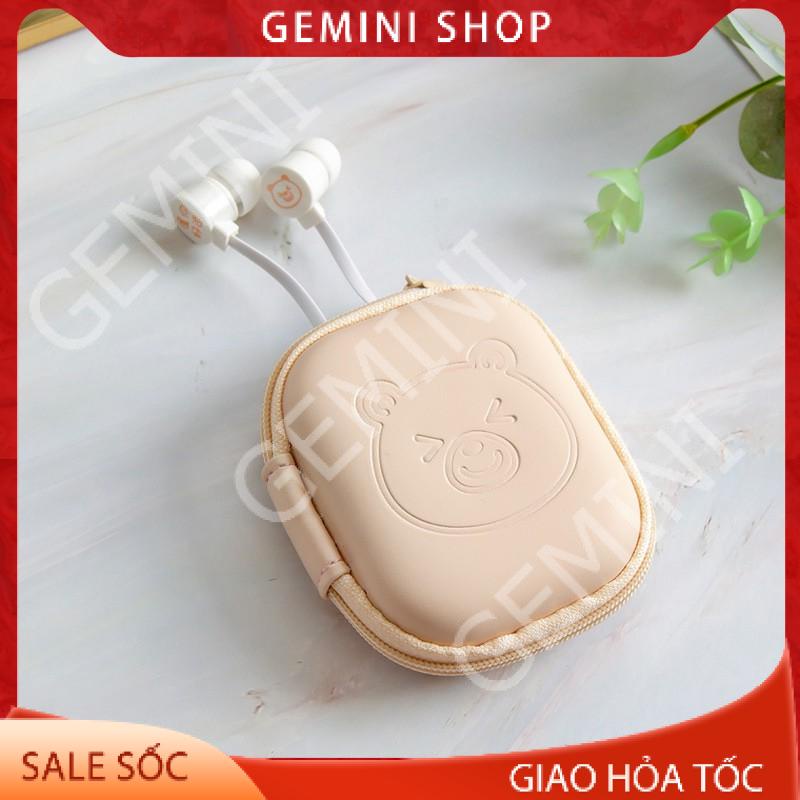 Tai Nghe Nhét cắm dây 3.5mm KiKi-300 Có Mic tặng hộp đựng Họa Tiết Hoạt Hình cho điện thoại và các thiết bị Gemini Shop