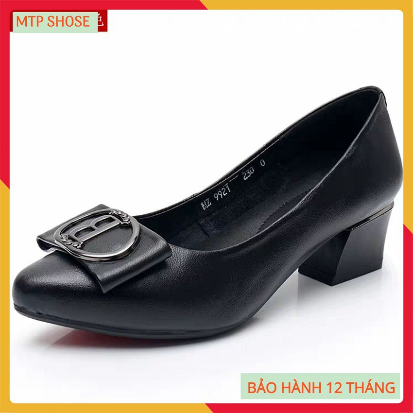 Giày cao gót ❤FREESHIP❤ giày công sở nữ hàng VNXK chất da mềm lót êm chân đế vuông 4 phân đính chữ B - BB11