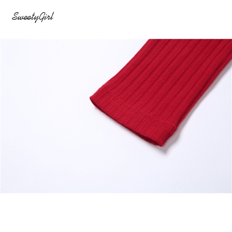 Áo croptop tay dài trễ vai màu sắc ngọt ngào cho nữ