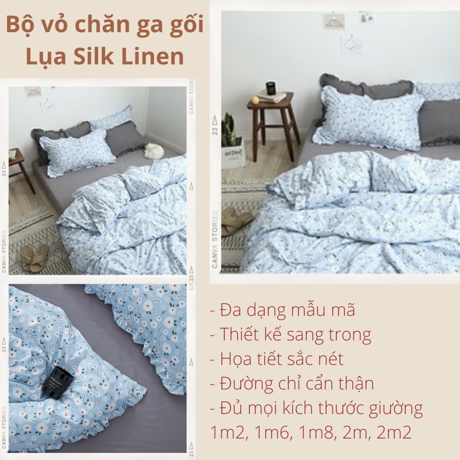 Bộ vỏ chăn ga gối Lụa Silk Linen Minamo cao cấp, mềm như đũi, mướt như lụa, dễ dàng vệ sinh - B08 | BigBuy360 - bigbuy360.vn