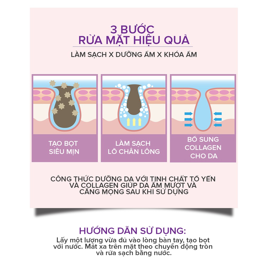 Sữa Rửa Mặt Dưỡng Da Tươi Sáng Căng Mọng Bio-essence Bio-Bird’s Nest Collagen Cleanser 100g