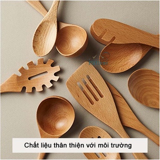 Dụng cụ gắp salad, vá múc cơm, vớt mì spaghetti bằng gỗ hiệu p&q của lock&lock p-1052 p-1053 p-1055