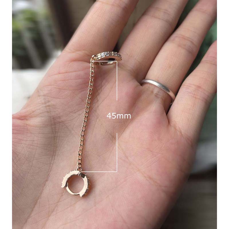 Khuyên tai xỏ hai lỗ phối dây xích thời trang cho nữ