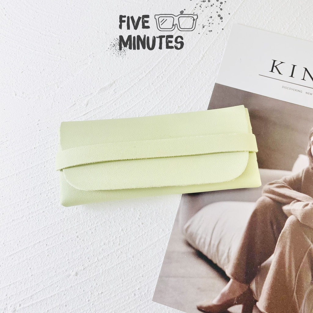 Hộp đựng kính thời trang, ví da đựng kính , chống va đập Fiveminutes tặng kèm khăn lau Hot 2021
