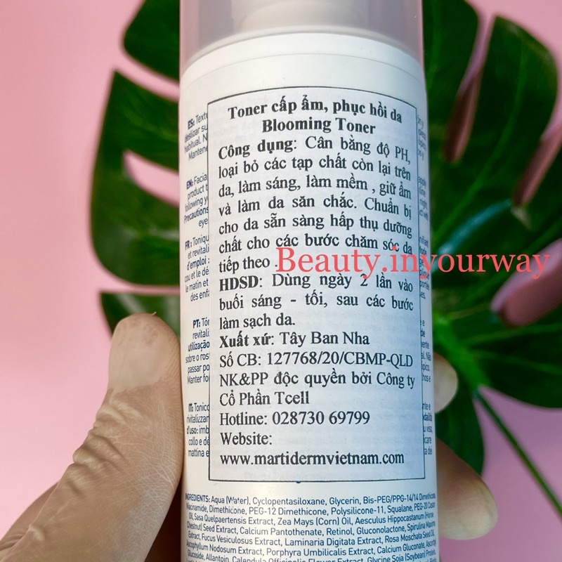 [HÀNG CÔNG TY] Nước Cân Bằng Dưỡng Ẩm Cho Da Hỗn Hợp, Thường Đến Khô - MartiDerm Essentials Blooming Toner (200ml)