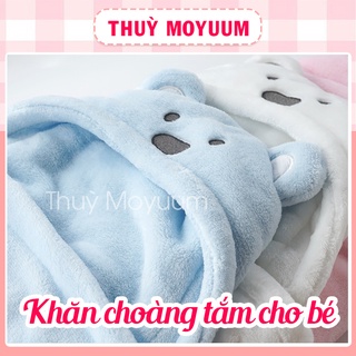 Chăn ủ, khăn choàng tắm, áo choàng tắm gấu cho bé sơ sinh có mũ minizone
