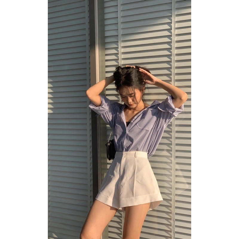 Áo sơmi kẻ sọc xanh 2 túi | BigBuy360 - bigbuy360.vn