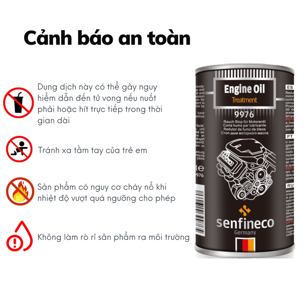 Phụ gia nhớt tăng chất lượng Senfineco 9976 Engine Oil Stop Smoke dung tích 300ml