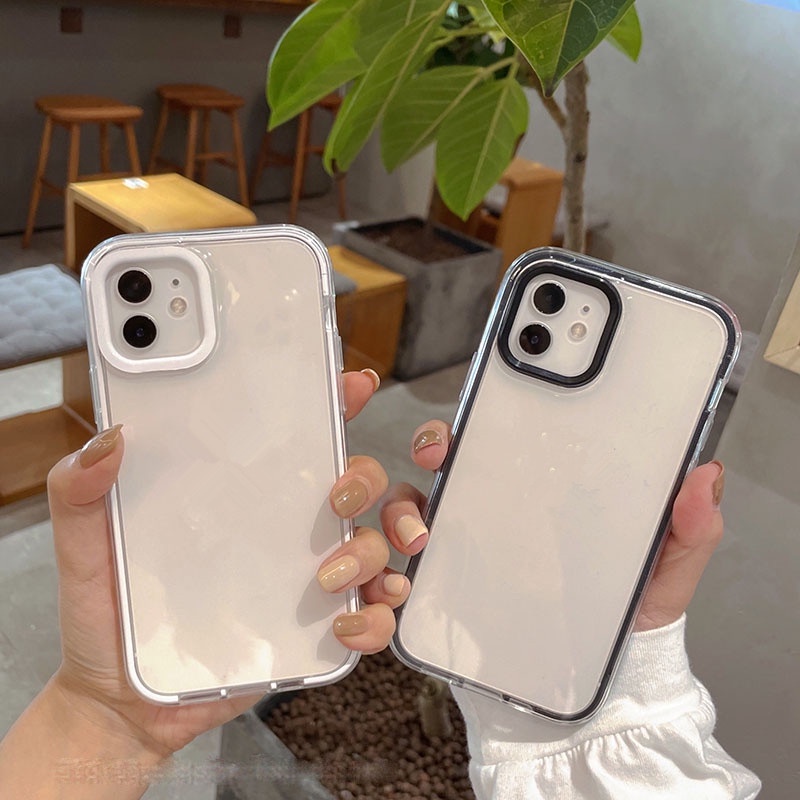 Ốp Điện Thoại Trong Suốt 2 Trong 1 Đơn Giản Bảo Vệ Ống Kính Máy Ảnh Cho iphone 14 Pro 13 Pro Max 11 11Promax XR 7P 8p