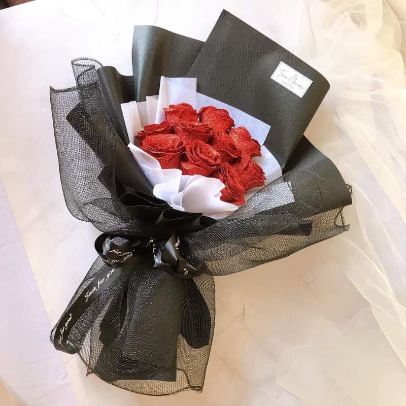 Bó 15 bông sáp nhũ Kim Tuyến