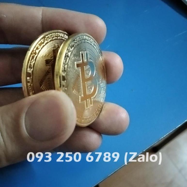 SẴN HÀNG Đồng xu may mắn Bitcoin Mạ vàng 24 + Hộp nhựa đi kèm