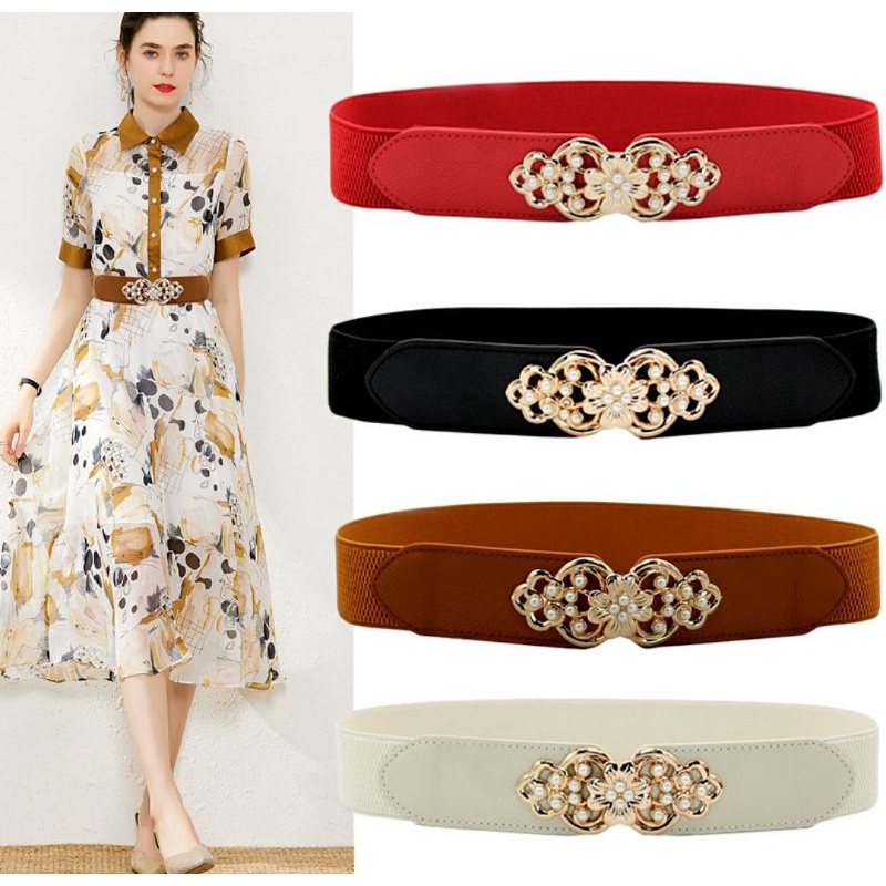 Thắt lưng nữ dây nịt đai váy nịt bụng siết eo thon gọn bản to 4cm Lh0917399527