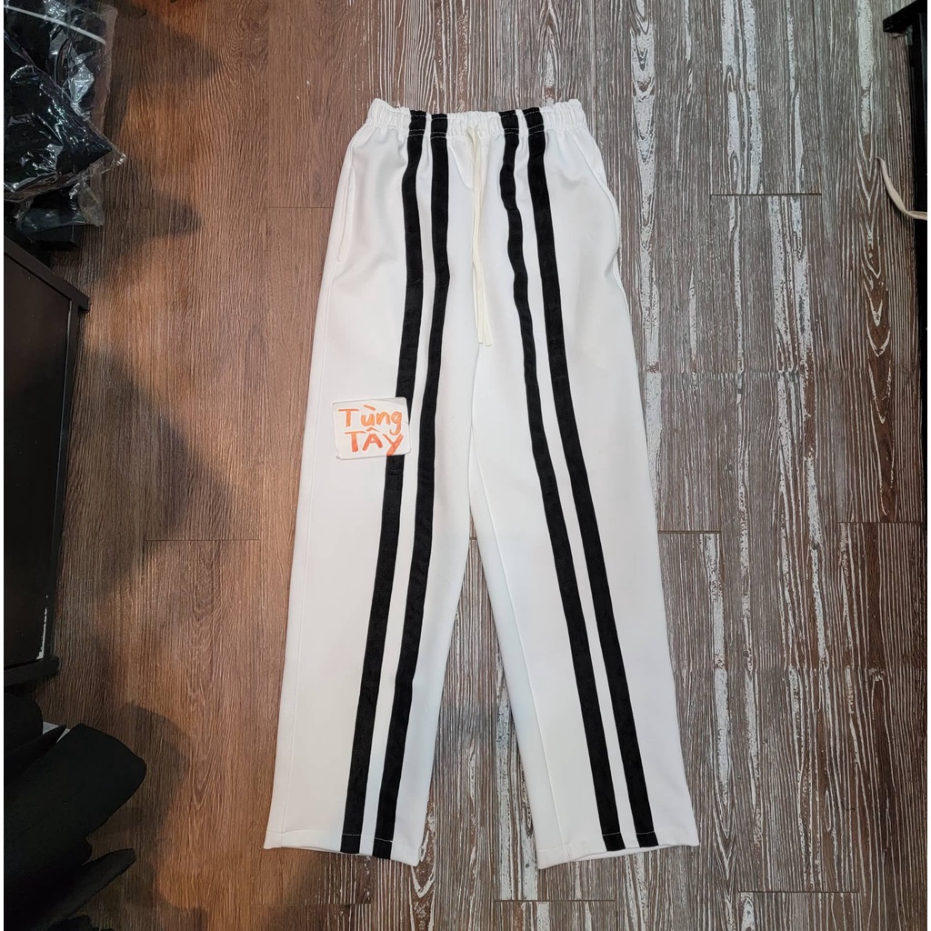 Quần Nỉ 2 Sọc Line ( Pant 2 Line ) Ống Suông Rộng Phong Cách Unisex Nam &amp; Nữ - Chất Liệu Nỉ Trơn Co Giãn Cực Thoải Mái