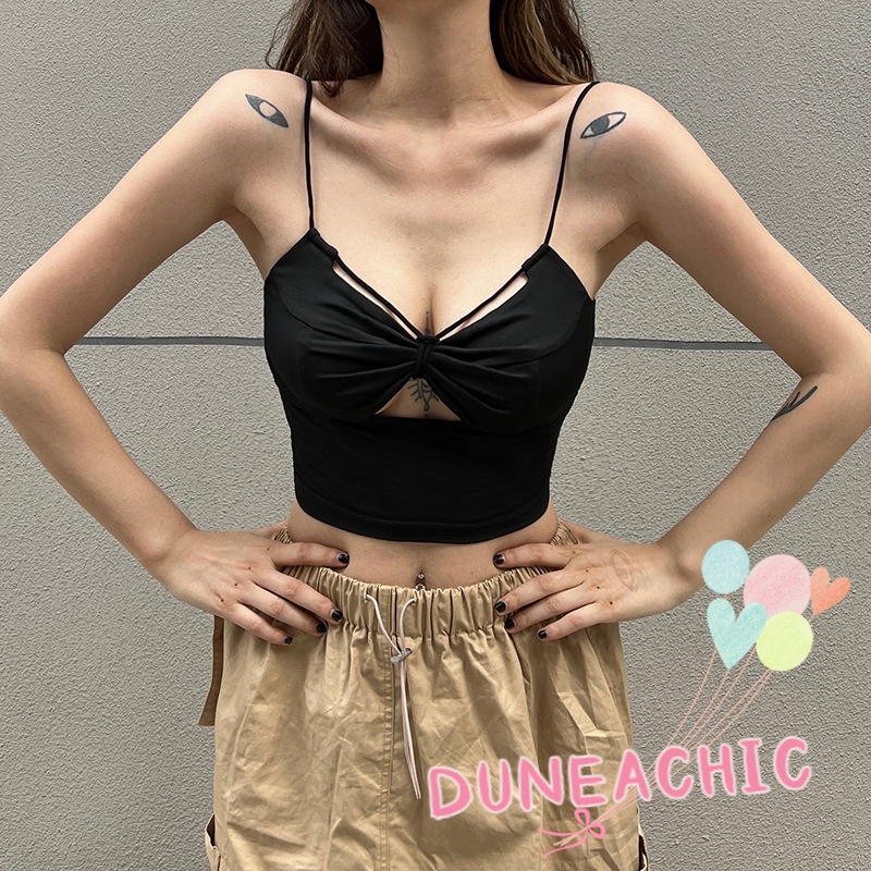 DUNEA Áo Croptop Hai Dây Kiểu Dáng Quyến Rũ Cho Nữ