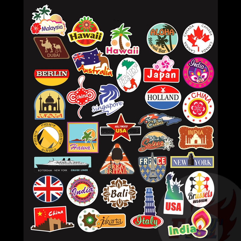 100Pcs/Set ❉ Famous Tourist City Scenery Series 03 - City Travel Stickers ❉ Tourist Attraction DIY Fashion Mixed Luggage Laptop Skateboard Doodle Decal Stickers