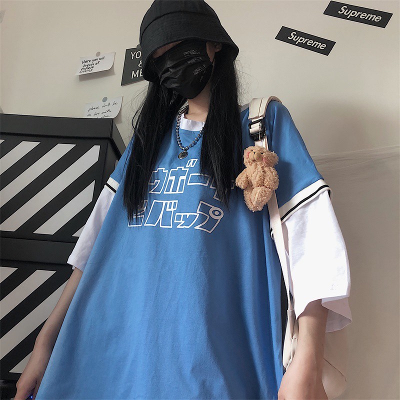 Áo Thun Ngắn Tay Giả Nhiều Lớp Phong Cách Retro Nhật Bản | BigBuy360 - bigbuy360.vn