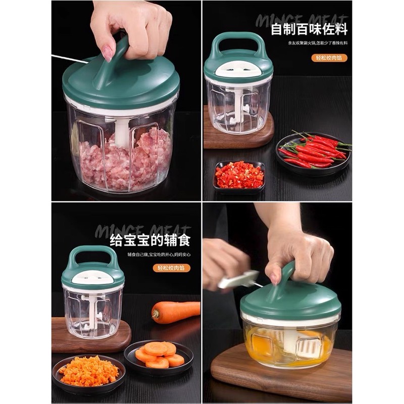 Dụng cụ xay nghiền tỏi ớt bằng tay siêu dầy đẹp-dây kéo có kèm đánh trứng