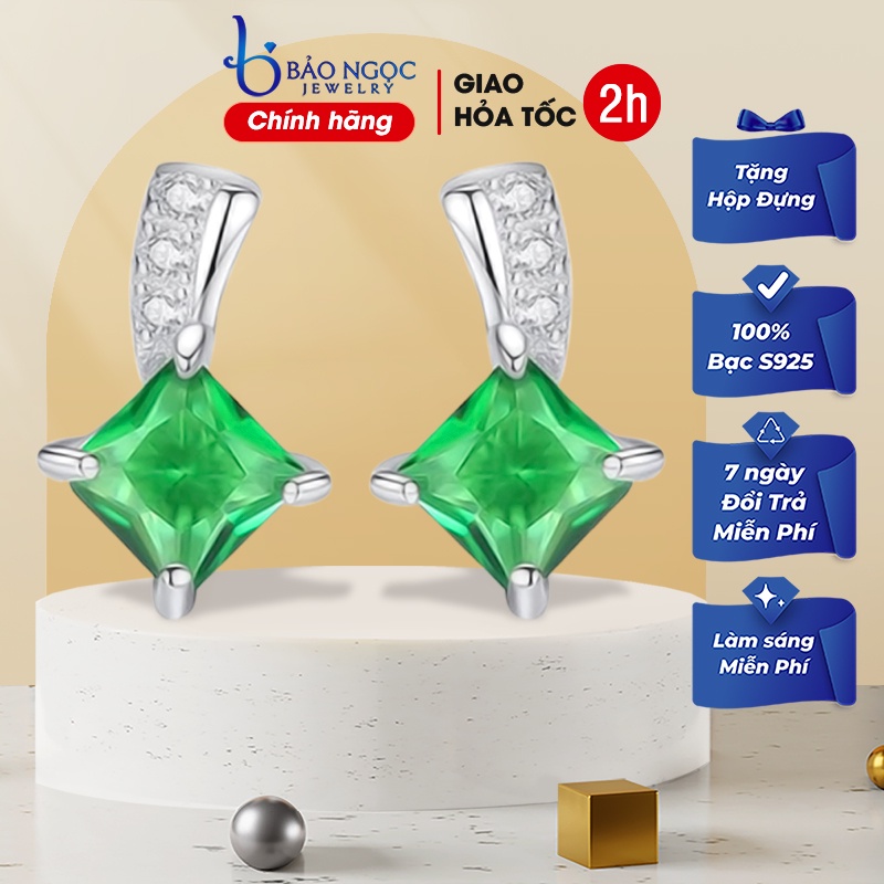 Bông Tai Bạc Nữ Đính Đá Cho Nữ Sang Trọng Cho Nữ B1462 - Bảo Ngọc Jewelry