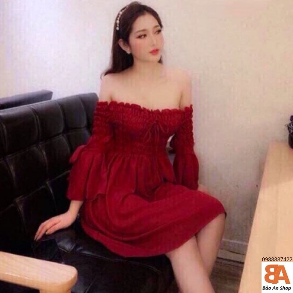 Đầm bẹt vai tay loe phối nơ_Video