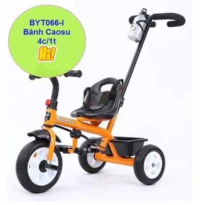 Xe đạp cao cấp 3 bánh có tay đẩy, yên da có mái tre 180-4 - XD18-4