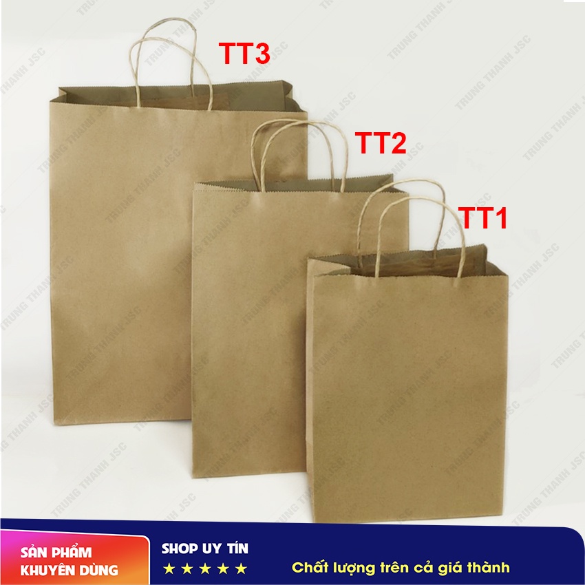 Túi giấy Kraft có quai, túi đựng quà - Kraft Handle Bag - 20x10x28cm - mẫu TT-01 - Tiêu chuẩn xuất khẩu