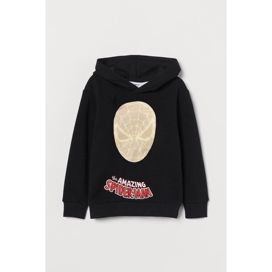 Set 2 áo nỉ da cá hoodie có mũ hình siêu nhân, người nhện HM cho bé trai xuất dư