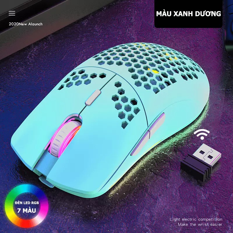 Chuột GAMING không dây 2.4GHz XYH80 Đèn LED RGB, DPI 3200