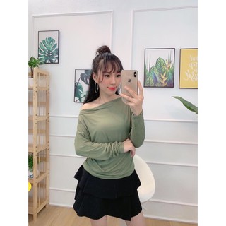 Áo thun trễ vai dài tay